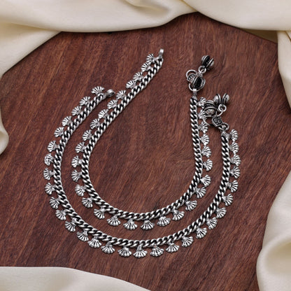 Silver Color Oxidised Anklet Featuring Royal Designer Ethnic Fashion Look