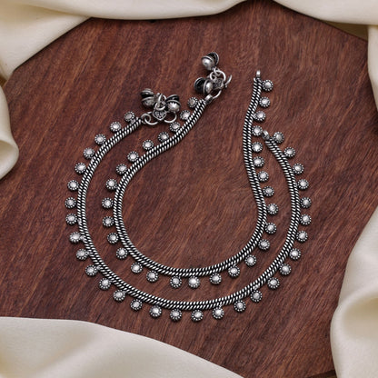Silver Color Oxidised Anklet with Premium Handmade Traditional Jewelry Finish