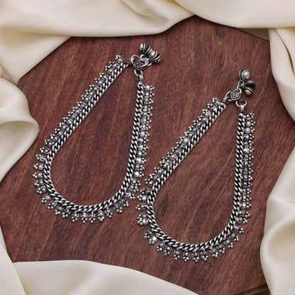 Silver Color Oxidised Anklet Crafted with Elegant Festive Fashion Appeal