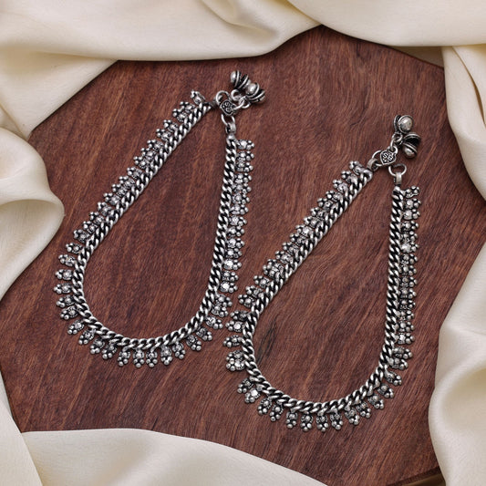 Silver Color Oxidised Anklet Crafted with Elegant Festive Fashion Appeal