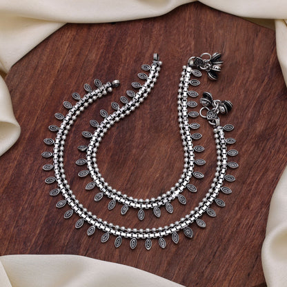 Silver Color Oxidised Anklet Featuring Graceful Ethnic Jewelry Collection Style