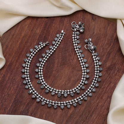 Silver Color Oxidised Anklet with Beautiful Ethnic Traditional Fashion Style