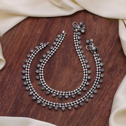 Silver Color Oxidised Anklet with Beautiful Ethnic Traditional Fashion Style