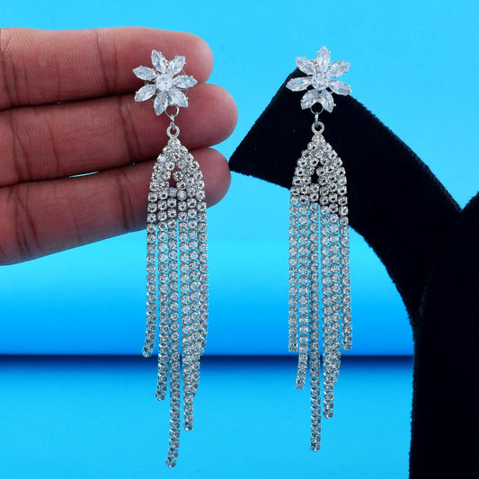 Stylish Silver Color Anti Tarnish Earrings Crafted with Premium Handmade Finish for Festive Wear