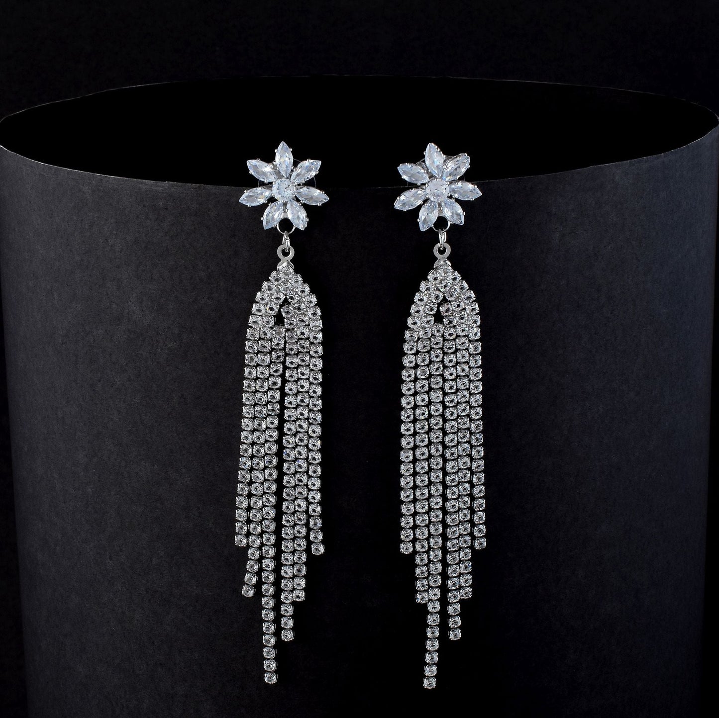 Stylish Silver Color Anti Tarnish Earrings Crafted with Premium Handmade Finish for Festive Wear