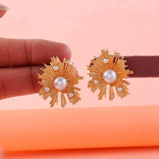 Beautiful Gold Color Anti Tarnish Earrings Crafted with Exquisite Handmade Work for Women’s Fashion