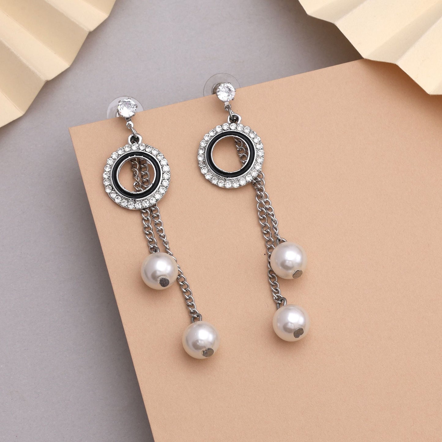 Stylish Silver Color Anti Tarnish Earrings With Modern Look For Office Or Party