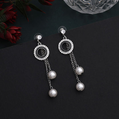 Stylish Silver Color Anti Tarnish Earrings With Modern Look For Office Or Party