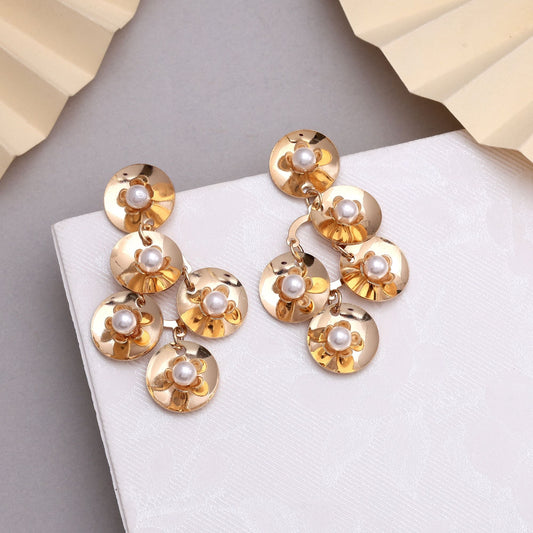 Elegant Gold Color Anti Tarnish Earrings With Polished Finish Perfect For Events