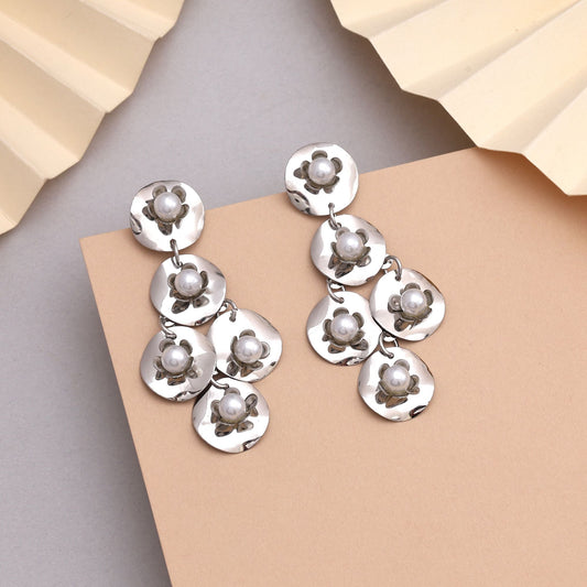 Stylish Silver Color Anti Tarnish Earrings With Subtle Shine For Modern Women