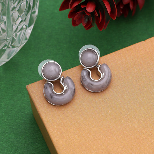Classy Grey Color Anti Tarnish Earrings With Elegant Design Perfect For Formal Wear