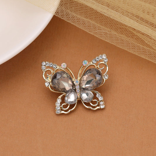 Grey Color Butterfly Design Brooch Featuring Beautiful Decorative Pattern with Premium Designer Look