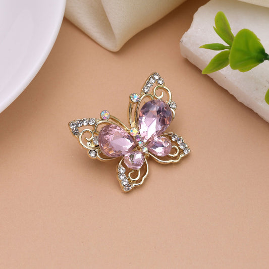 Light Pink Color Butterfly Design Brooch with Elegant Floral Inspired Style for Stylish Fashion Accessories