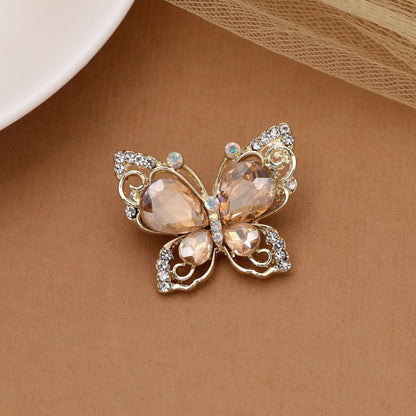 Peach Color Butterfly Design Brooch with Stylish Artistic Finish and Trendy Fashion Appeal