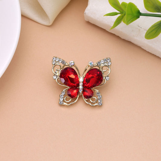 Red Color Butterfly Design Brooch Crafted with Elegant Pattern for Festive and Party Wear
