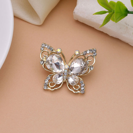 White Color Butterfly Design Brooch Crafted with Charming Details for Elegant Traditional Wear