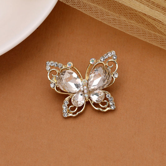 White Color Butterfly Design Brooch Crafted with Charming Details for Elegant Traditional Wear