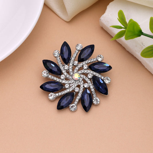 Blue Color Floral Design Brooch Crafted with Stylish Pattern and Beautiful Accessory Finish