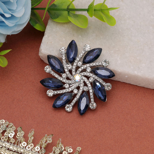 Blue Color Floral Design Brooch Crafted with Stylish Pattern and Beautiful Accessory Finish