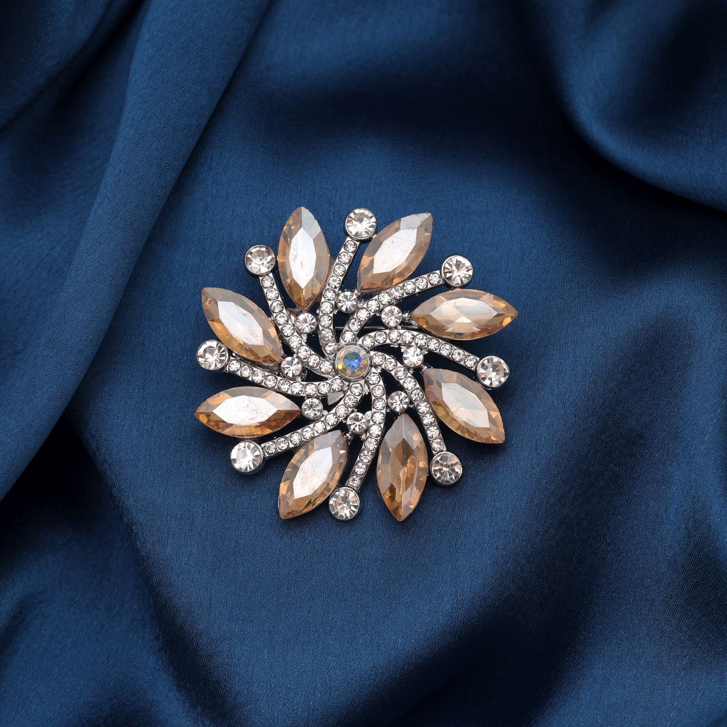 Light Yellow Color Floral Design Brooch Crafted with Graceful Floral Artwork and Trendy Style