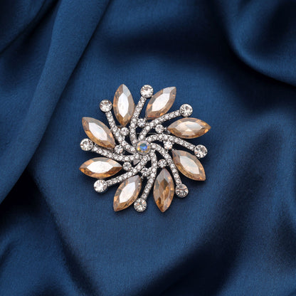 Light Yellow Color Floral Design Brooch Crafted with Graceful Floral Artwork and Trendy Style