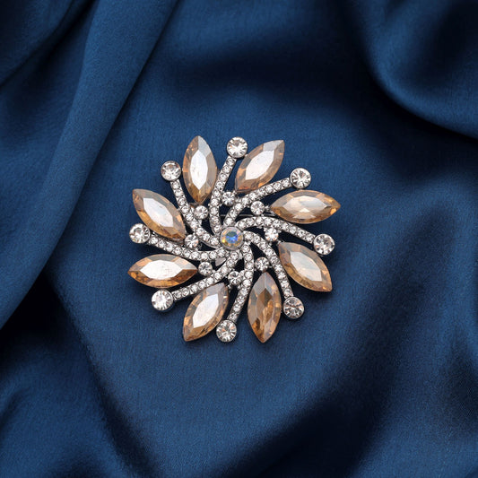 Light Yellow Color Floral Design Brooch Crafted with Graceful Floral Artwork and Trendy Style