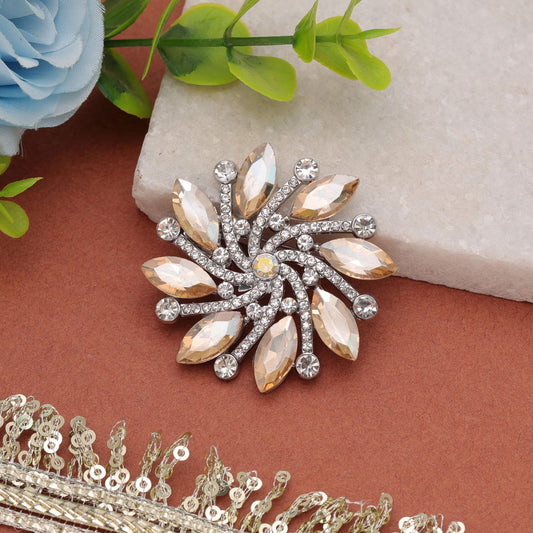 Light Yellow Color Floral Design Brooch Crafted with Graceful Floral Artwork and Trendy Style