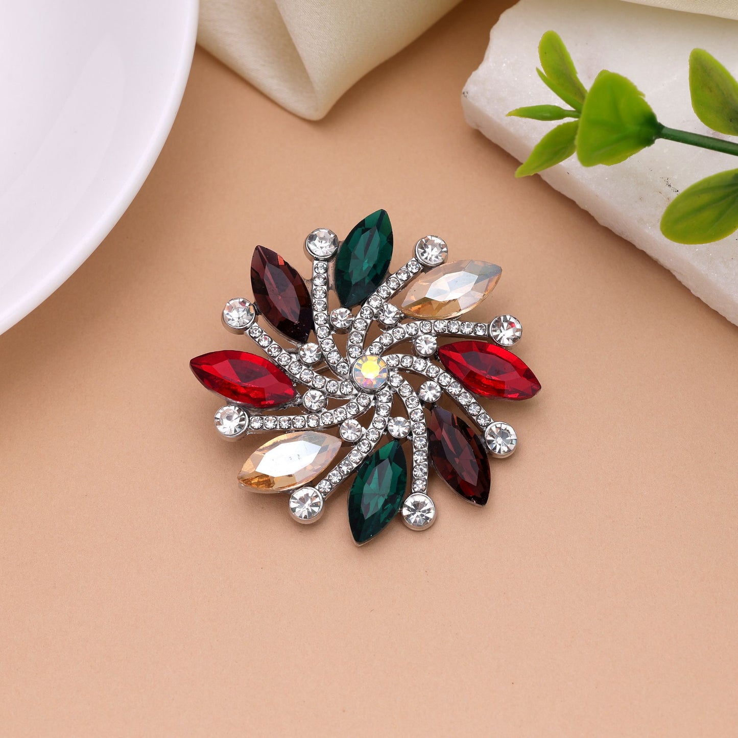 Multi Color Floral Design Brooch with Vibrant Decorative Finish for Modern Fashion Lovers
