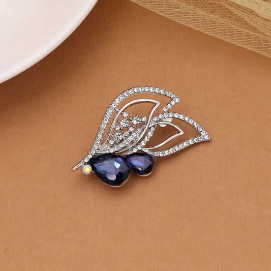Blue Color Leaf Design Brooch with Stylish Leaf Motif and Premium Fashion Statement