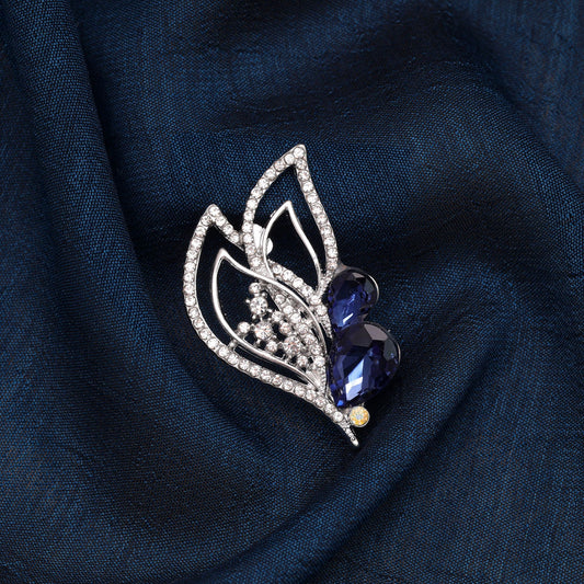 Blue Color Leaf Design Brooch with Stylish Leaf Motif and Premium Fashion Statement