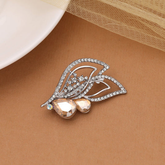 Light Yellow Color Leaf Design Brooch with Graceful Design and Elegant Accessory Appeal