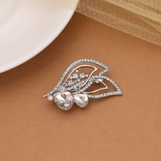 White Color Leaf Design Brooch Featuring Beautiful Leaf Artwork with Premium Designer Look