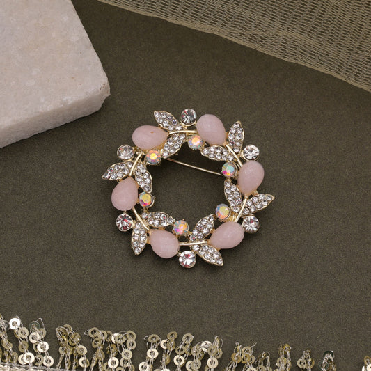 Light Pink Color Floral Design Brooch Featuring Beautiful Floral Artwork with Graceful Designer Appeal