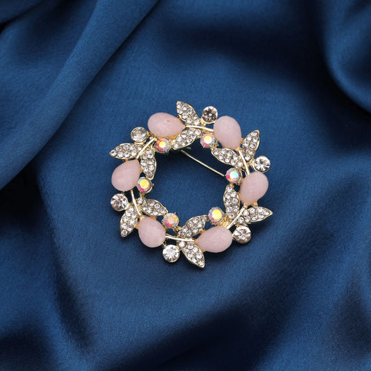 Light Pink Color Floral Design Brooch Featuring Beautiful Floral Artwork with Graceful Designer Appeal
