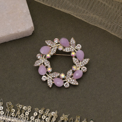 Lavender Color Floral Design Brooch with Elegant Flower Pattern for Stylish Fashion Accessories Collection