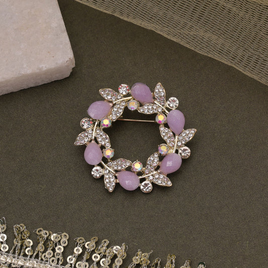 Lavender Color Floral Design Brooch with Elegant Flower Pattern for Stylish Fashion Accessories Collection