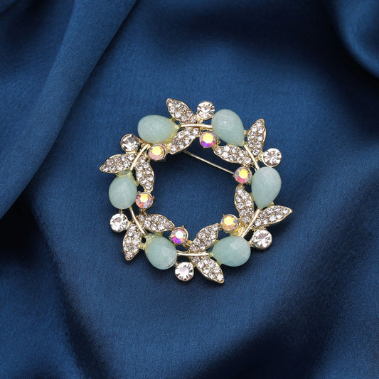 Pastel Green Color Floral Design Brooch Crafted with Charming Details for Trendy Fashion Wear