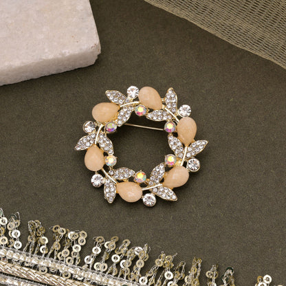 Pastel Orange Color Floral Design Brooch with Attractive Floral Motif and Premium Look