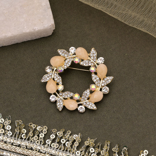 Pastel Orange Color Floral Design Brooch with Attractive Floral Motif and Premium Look