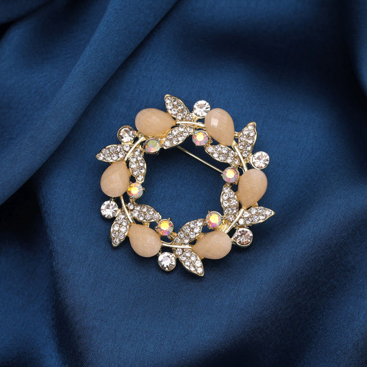 Pastel Orange Color Floral Design Brooch with Attractive Floral Motif and Premium Look