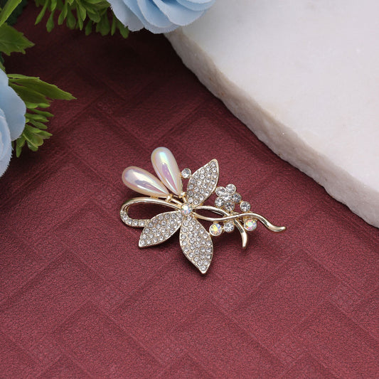 White Color Floral Design Brooch Featuring Beautiful Artistic Finish for Traditional and Party Wear
