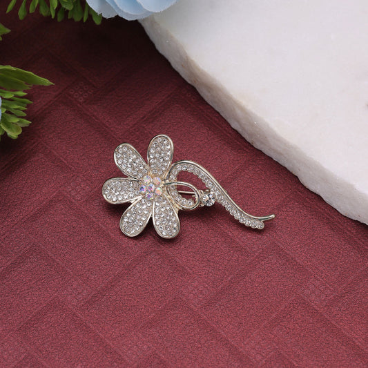 White Color Floral Design Brooch with Premium Floral Detailing and Stylish Accessory Appearance
