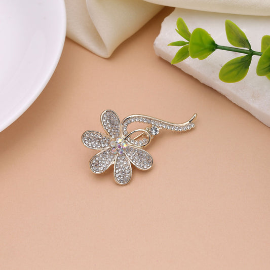 White Color Floral Design Brooch with Premium Floral Detailing and Stylish Accessory Appearance
