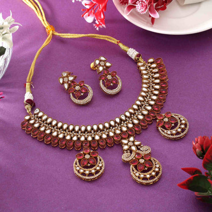 Rani Color Royal Designer American Diamond Halskettenset für traditionelle Anlässe