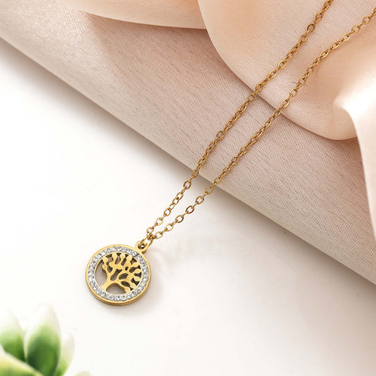 Premium Gold Color Stainless Steel 18K Gold Plated Anti Tarnish Necklace With Shine Finish