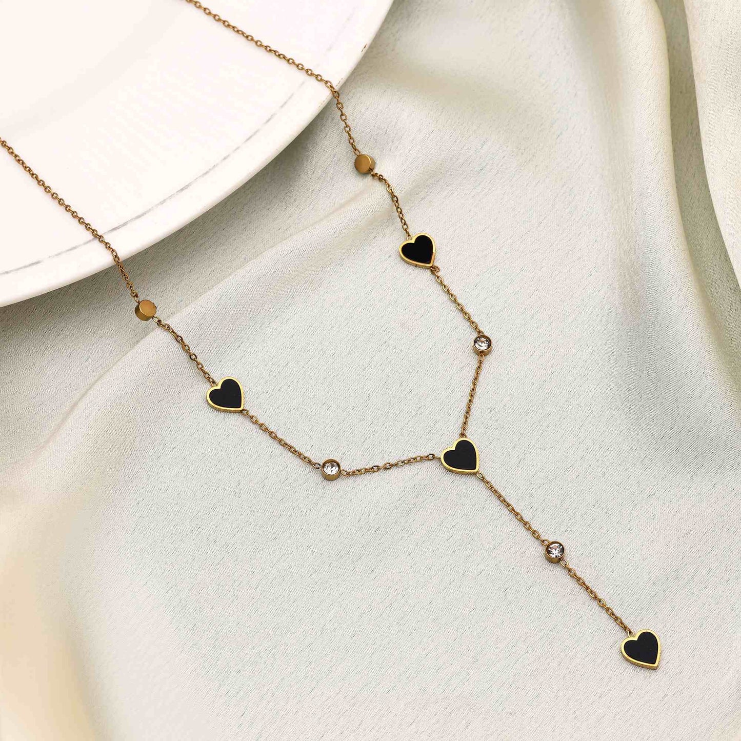 Elegant Black Color Stainless Steel 18K Gold Plated Demi Fine Pendant Design