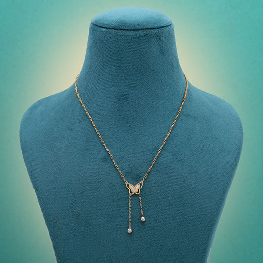 Gold Color Stainless Steel Anti Tarnish Necklace Featuring Smooth Finish And Premium Quality