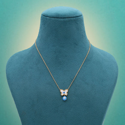 Blue Color Evil Eye Stainless Steel Anti Tarnish Necklace Designed For Protection And Style