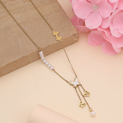 White Color Stainless Steel Anti Tarnish Necklace Offering Subtle Elegance And Durability