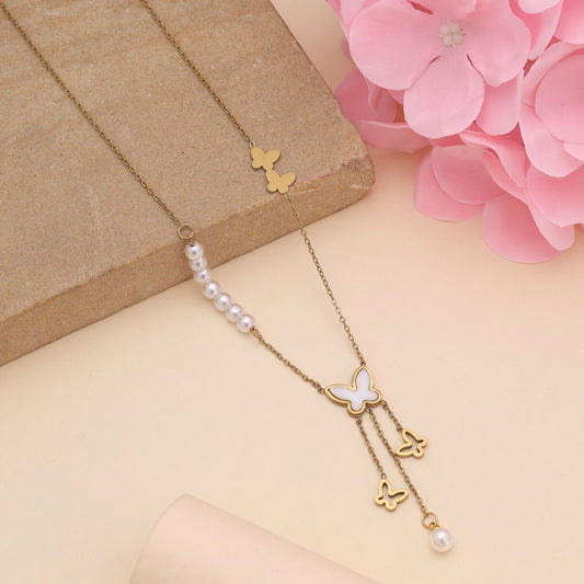White Color Stainless Steel Anti Tarnish Necklace Offering Subtle Elegance And Durability